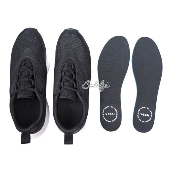 Vessi Tidal Womens 11 Black on White Waterproof Dyma-Tex Vegan Lace Up Sneaker - Picture 9 of 13